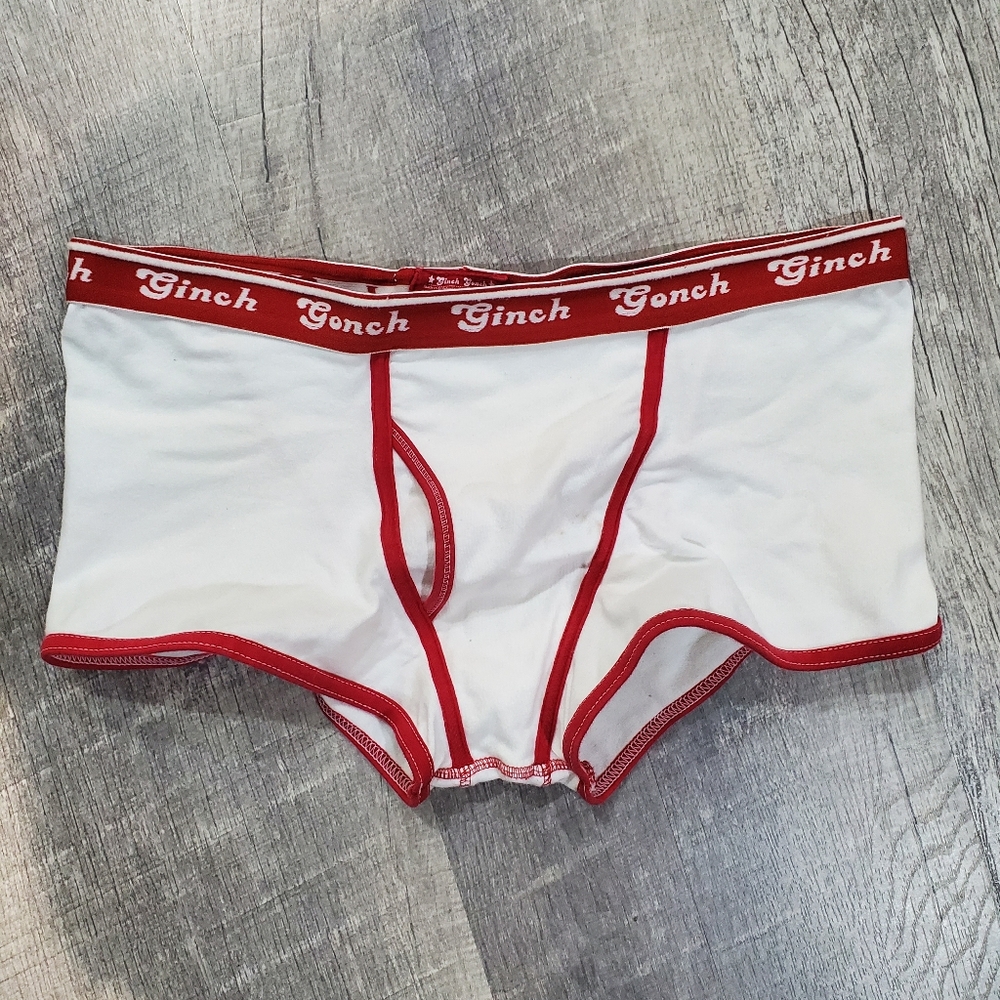 Ginch gouch Men's White & Red Trunk Briefs